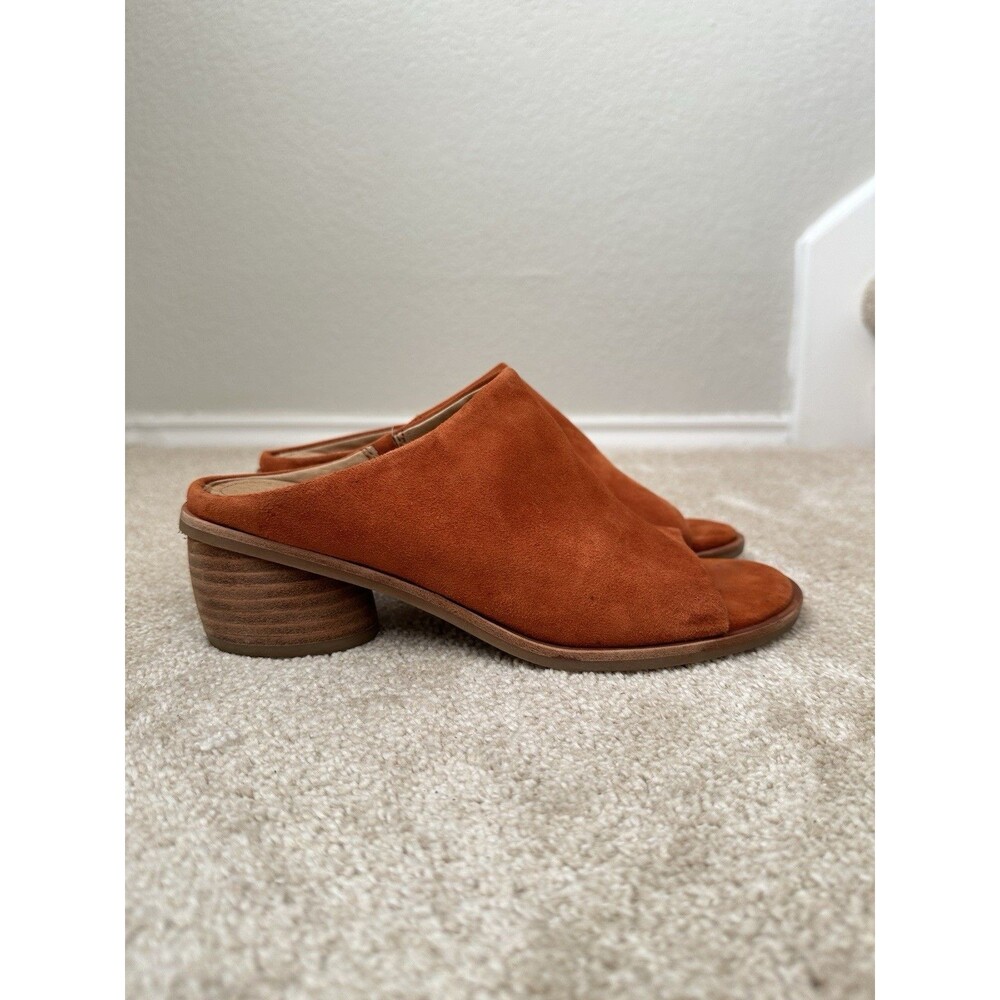 Söfft Burnt Orange Suede Mules Women’s 8M Leather Open Toe Block Heel